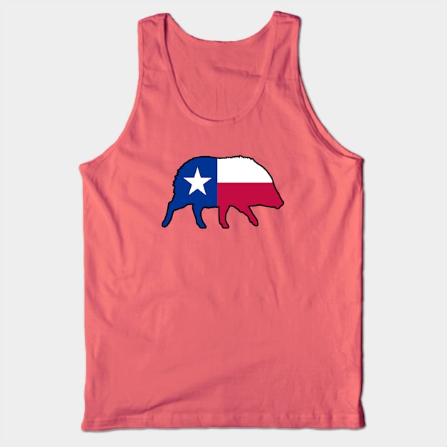 Javelina Silhouette with Texas Flag Tank Top by Coffee Squirrel